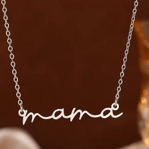 Silver Mama Script Necklace Stainless Steel Mother’s Day Gift Dainty Jewelry